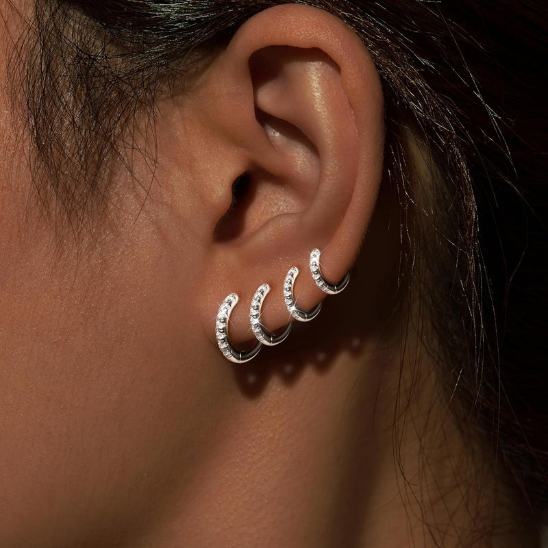 Poxtex Small Gold Huggie Hoop Earrings Set for Women Men Hypoallergenic 14K Plated Stack Cartilage Earrings, Multiple Piercing Lightweight Mini Thin Cute Dainty Trendy Jewelry Set Christmas Gifts for Women - Image 1